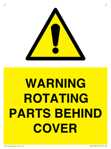 WARNING ROTATING PARTS BEHIND COVER